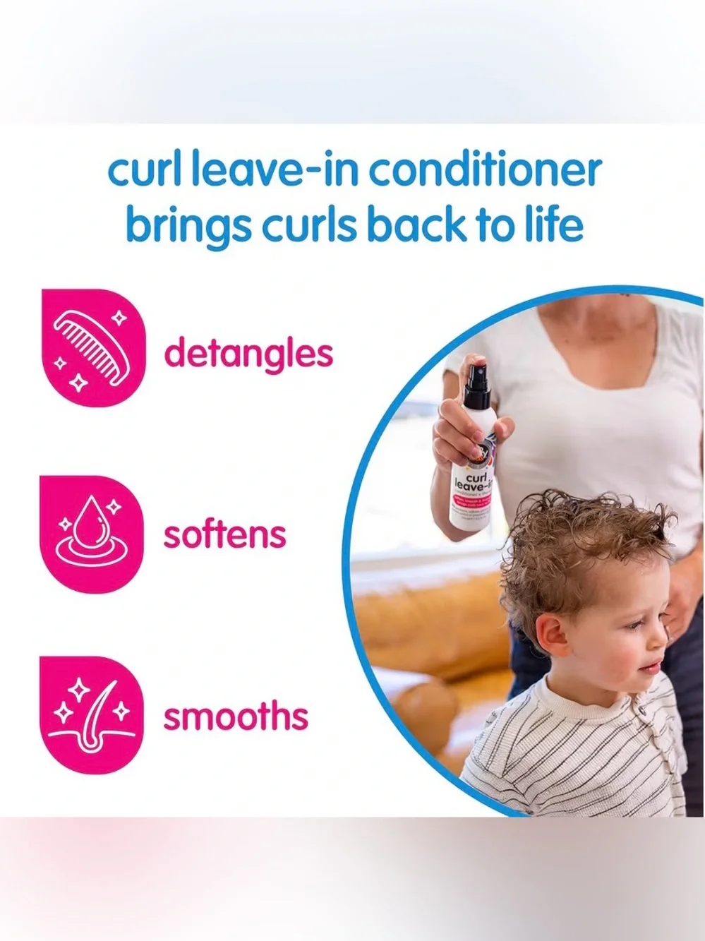SoCozy Kids Curl Leave-In Conditioner Detangler Spray 8 oz